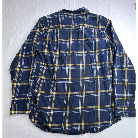 Foundry‎ Flannel Shirt Mens LT Blue Yellow Plaid Long Sleeves Collared Cotton - Picture 8 of 9